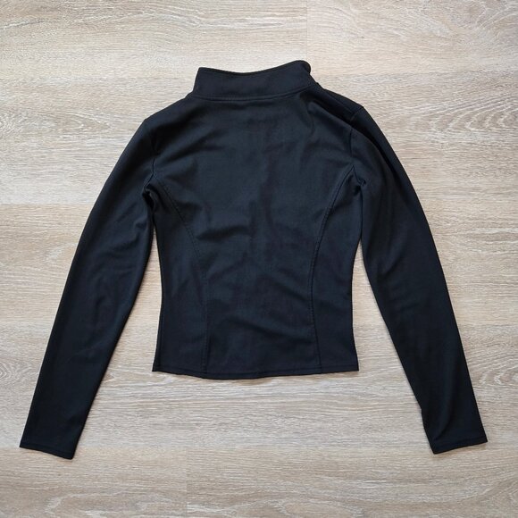 High-Stretch Zip-Up Workout Jacket with Thumb Holes - Size S - Black - Athletic - Picture 9 of 12